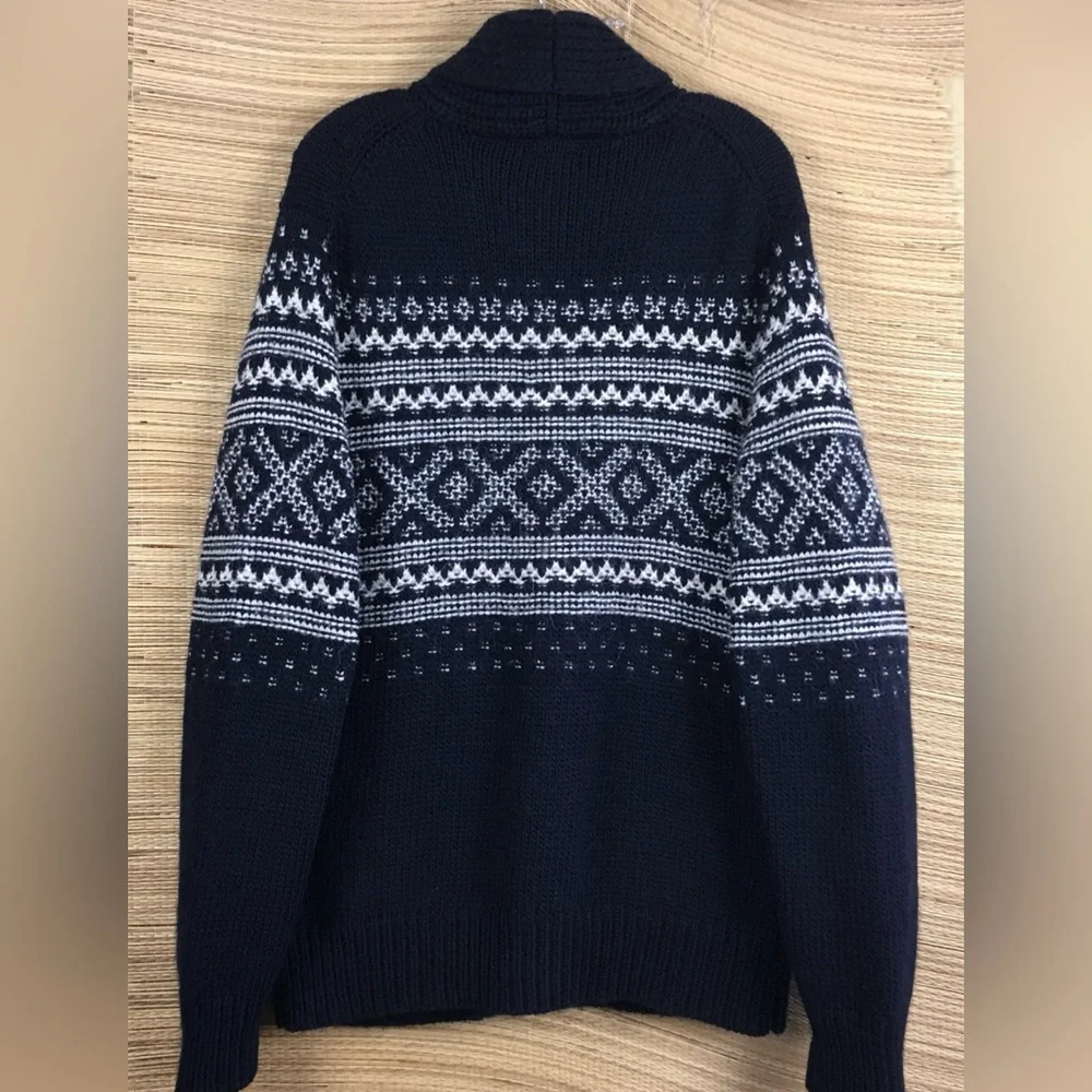 J. Crew Men's Navy and Gray Cardigan Sweater